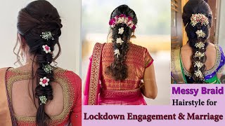 Self bridal hairstyle tutorial for Indian wedding in tamilsimple Engagement hairstyle south Indian [upl. by Gurias994]