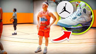 Hooping In Air Jordan Retro 5s Against Pros [upl. by Nnawaj112]