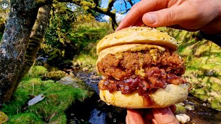 👑King of all CHICKEN BURGERS beautiful nature relaxing sounds Camping ASMR [upl. by Squires809]