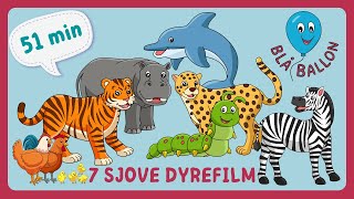 51 MINUTTER Høns Flodhest Delfin Gepard Larve Tiger Zebra 7 sjove dyrefilm for børn Læring [upl. by Alur746]