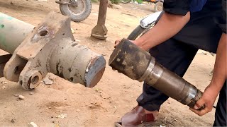 How Repaired Broken Heavy vehicle Trailer Axle  Solution Broken Solid Rear Axle of Trailer [upl. by Damales937]