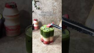 Strawberry Yakult Matcha matcha smoothie slushy foru fypviralシ matchaice [upl. by Bagley]