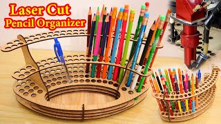 Laser Cut Wooden Pencil Organizer  Pen Holder Desk Organizer DIY Project VectorsFilecom [upl. by Rotce992]