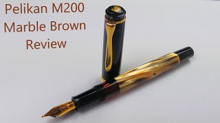 Fountain pen review Pelikan M200 marble brown English and German subtitles [upl. by Schreiber634]