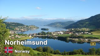 FROM ABOVE Norway  Experience Norheimsund in Hardanger in 4K [upl. by Saxen379]