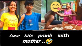 Love bite prank with mother 🤣👍🏻 lovebiteprank comedy motherreaction funnyvlog fun [upl. by Dogs]