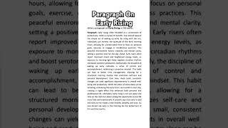 Paragraph On Early Rising paragraph paragraphs paragraphwriting english education YTTGuys [upl. by Ylrrad]