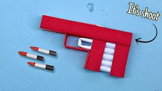 How to make paper gun with rubber band at home  diy paper gun  diy [upl. by Levitt]