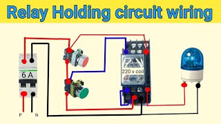 Relay Holding circuit control wiring  How to hold relay using push buttons  DOL starter [upl. by Nylime]