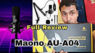 Maono AUA04 condenser Microphone 🎤 kit review  Maono AUA04 Unboxing and full setup explain [upl. by Amrak]