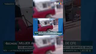 Mujer agrede a un trabajador de la CFE con un machete después se cae y se rompe el brazo [upl. by Hwu981]