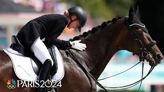 Germanys von BredowWendl prances to secondstraight individual dressage gold  Paris Olympics [upl. by Anatsirhc]