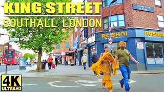 Little India walking tour in Southall London at King Street  4K walk 2024 [upl. by Llerryt222]