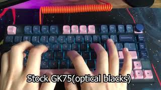 Stock vs Lubed GK75 Gateron Optical Blacks Sound Test Comparison [upl. by Ecinwahs]