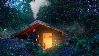 7 Days Shelter building Dugout start to finish cozy even in the mountains [upl. by Mabel]