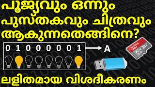 പൂജ്യവും ഒന്നും ചിത്രങ്ങളും പുസ്തകങ്ങളും ആകുന്ന സൂത്രം  How Computer Memory Works malayalam [upl. by Aniuqaoj609]