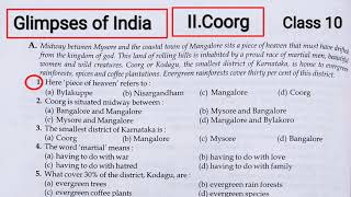 Coorg Extract Based Questions  Coorg Class 10  Glimpses Of India Extract Based Questions in Hindi [upl. by Notlil]