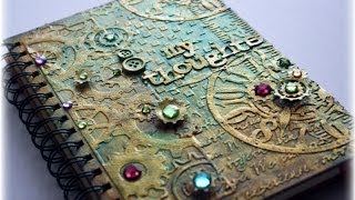 Steampunk Mixed Media Journal Cover Tutorial [upl. by Esdnyl142]