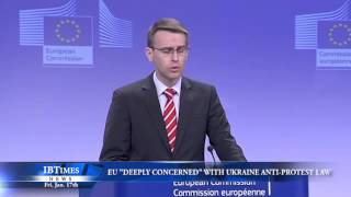 EU quotDeeply Concernedquot with Ukraine AntiProtest Law [upl. by Gnoc]