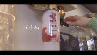 cafe vlog 🍓spring has come to cafe  strawberry ice cream latte [upl. by Melleta]