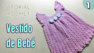 DIY Vestido para bebé tejido a crochet  Paso a paso  Liliana Milka [upl. by Helse]