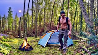 Amazing Wild Tent Camping in the Woods  Campfire  Cooking [upl. by Ranchod]