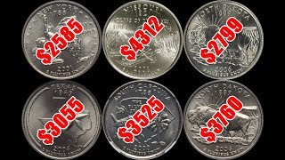 TOP 10 Most Valuable US State Quarters  High Grade Examples Sell for BIG Money [upl. by Emelina941]