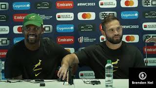 RWC2023 Springbok eveofmatch press conference before Romania Mzwandile Stick amp Cobus Reinach [upl. by Mays]