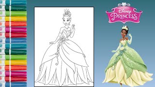 Coloring Princess Tiana from The Princess and the Frog  Coloring Pages [upl. by Cedar930]