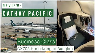 Cathay Pacific Business Class Review  HKG to BKK Flight amp Lounge  CX703 Hong Kong to Bangkok [upl. by Buell]