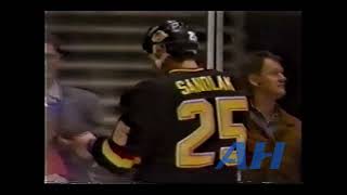 NHL Jan 11 1993 Adam GravesNYR v Jim Sandlak JrVCR New York Rangers Vancouver Canucks [upl. by Odraode]