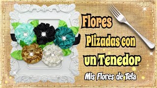 Flores de tela con Tenedor  Cinturon con Flores DIY Tutorial [upl. by Couchman]