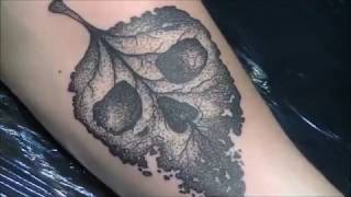 Dead Leaf  Tattoo normal speed and time lapse [upl. by Suoirred]