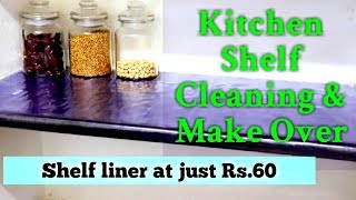 Kitchen Shelf Cleaning amp Make Over  Shelf Liners at just Rs60  very affordable shelf liner [upl. by Rozele]