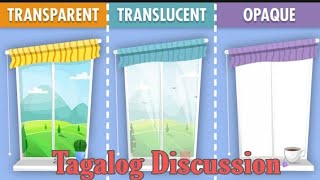 TRANSPARENT TRANSLUCENT OPAQUE  Tagalog Discussion science transparent translucent opaque [upl. by Arrekahs70]