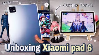 Unboxing Xiaomi Pad 6 8GB128GBMist Blue accessories and Genshin Impact Gameplay [upl. by Inus]