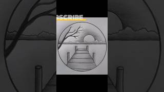 Circle scenery drawingshorts nature roadscenery bridge beaytshortsindia art [upl. by Aydin]