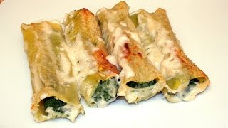 CANNELLONI PASTA WITH SPINACH AND RICOTTA CHEESE [upl. by Annaik653]