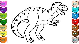 Coloring for Kids with TRex Dinosaur  Colouring Book for Children [upl. by O'Donoghue]