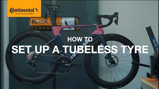 How to set up a tubeless tyre  road bikes  Continental Bicycle Tyres [upl. by Niwrad]