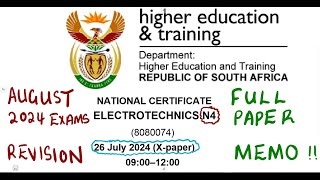 Electrotechnics N4 August 2024 Memo Full Paper mathszoneafricanmotives [upl. by Enrique]