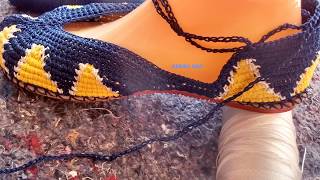 ZAPATOS TEJIDOS EN CROCHET MODELO WAYUU PARTE 1 💃 [upl. by Aynom]