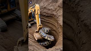 An Excavator Encounter A Giant Pythonpythonencounter snake pythonsnake [upl. by Ihsar]