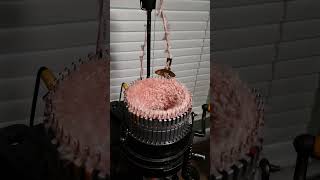 Fuzzy Fur on Slow Motion Circular Sock Machine Erlbacher Knitting Machine [upl. by Otiv]