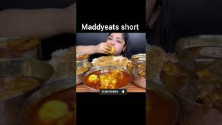 SPICY CHICKEN CURRY MUTTON CURRY FISH CURRY 🔥 ASMR EATING CHALLENGE maddyeats shorts ‎MaddyEats [upl. by Lagiba]