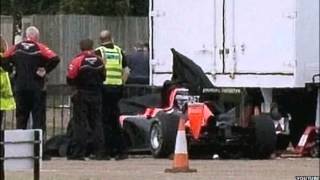 Maria De Villota F1 crash car pushed into lorry [upl. by Frannie]