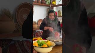 Three Kinds of Peppers Stuffed with Minced Meat For Family Dinner in the Mountain Village Azerbaijan [upl. by Otcefrep]