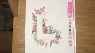 Tuto aquarelle  Monogramme décoré [upl. by Sissie]