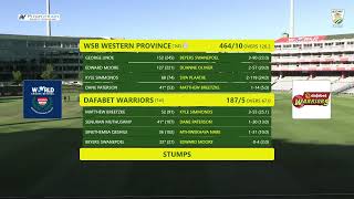 CSA 4Day Series  Division 1  WSB Western Province vs Dafabet Warriors  Day 2 [upl. by Ecirrehs]