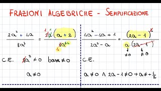 Frazioni algebriche  semplificazione e condizioni di esistenza [upl. by Scheld]